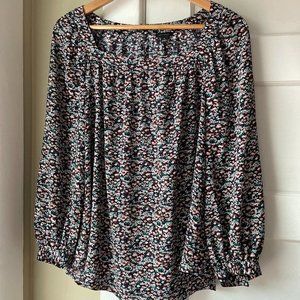Dark floral Ann Taylor print top, size M